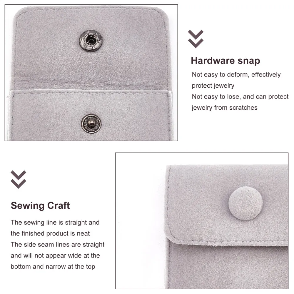1 Set 12 Pcs Velvet Jewelry Pouches with Snap Button, 6 Colors Velvet Jewelry Storage Bags Luxury Gift Bag for Candy Gift and Jewelry Necklace Bracelet Packing, 7x7cm