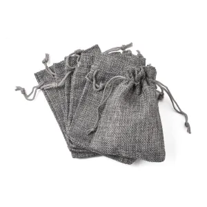 10 pc Polyester Imitation Burlap Packing Pouches Drawstring Bags, Gray, 12x9cm