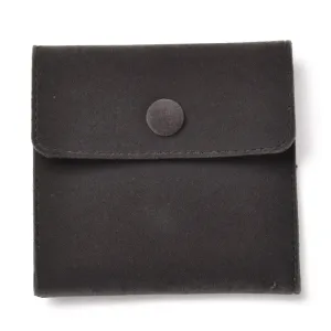 10 pc Square Velvet Jewelry Bags, with Snap Fastener, Black, 10x10x1cm