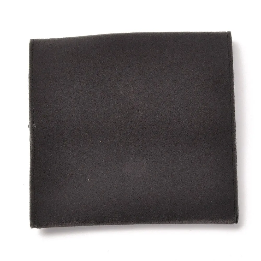 10 pc Square Velvet Jewelry Bags, with Snap Fastener, Black, 10x10x1cm