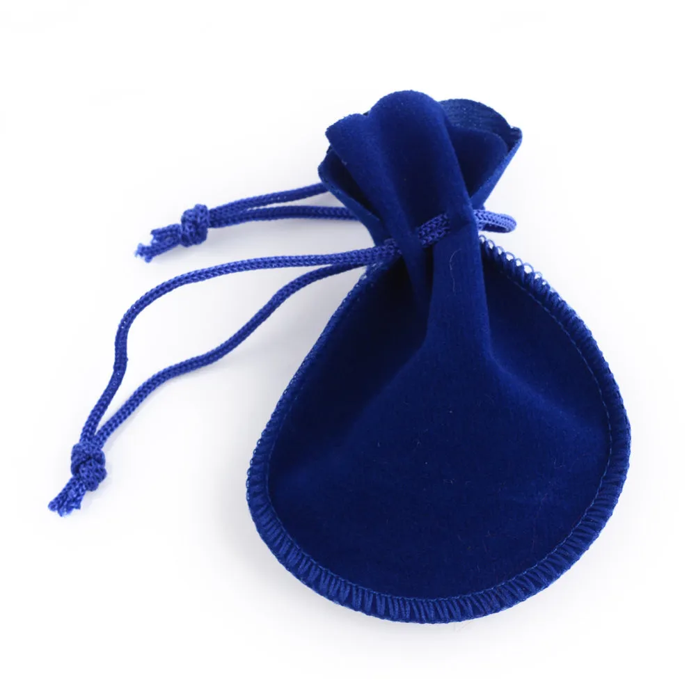 100 pc Gourd Velvet Bags, Medium Blue, 9.5x7.5cm
