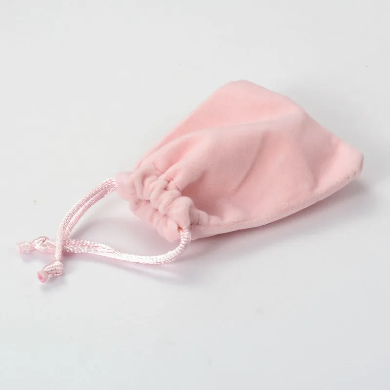 100 pc Rectangle Velours Jewelry Bags, Pink, 8.8x7cm