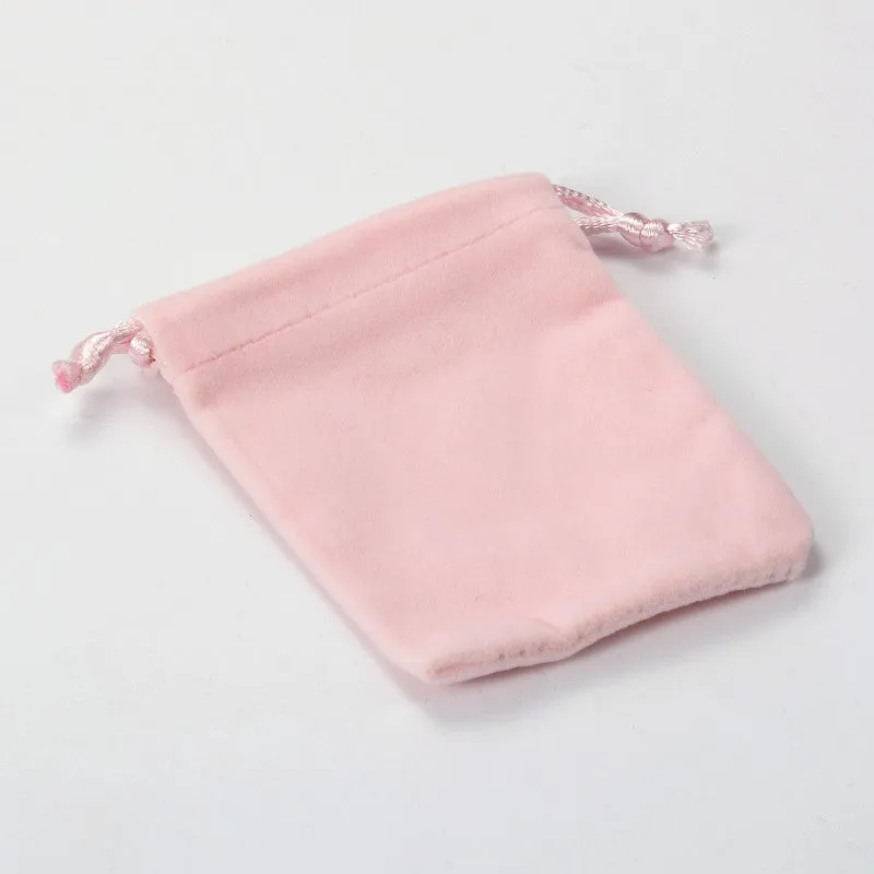 100 pc Rectangle Velours Jewelry Bags, Pink, 8.8x7cm