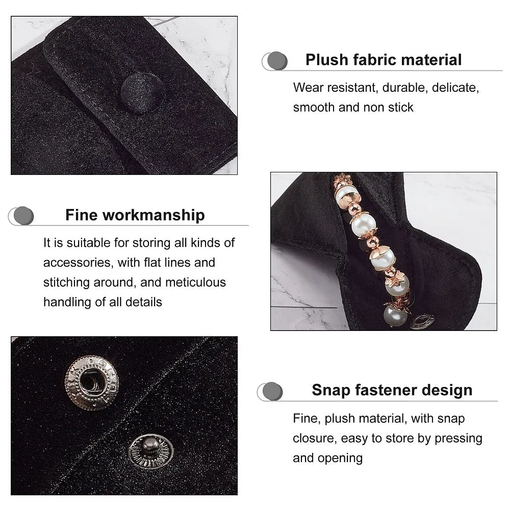 12 pc 12 Pcs Velvet Jewelry Pouches with Snap Button, Black Velvet Jewelry Storage Bags Luxury Gift Bag for Candy Gift and Jewelry Necklace Bracelet Packing, 7x7cm