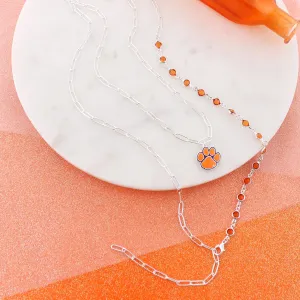 18 - 32” Clemson Paperclip Chain & Enamel Logo Necklace Set