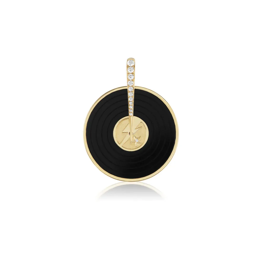 18KY Spinning Record Pendant