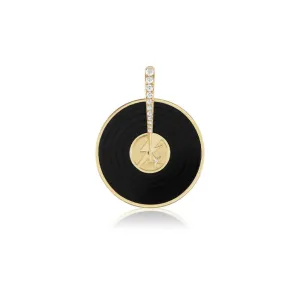 18KY Spinning Record Pendant