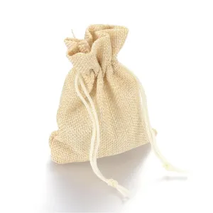 250 pc Polyester Imitation Burlap Packing Pouches Drawstring Bags, for Christmas, Wedding Party and DIY Craft Packing, Lemon Chiffon, 14x10cm