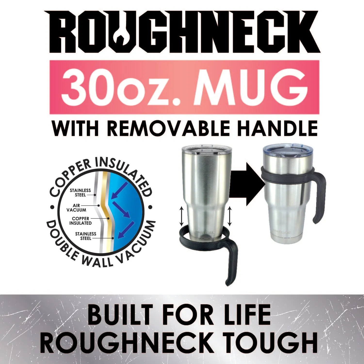 30 oz Insulated Stainless-Steel Cup with Handle Assortment Floor Display - 36 Pieces Per Retail Ready Display 88360