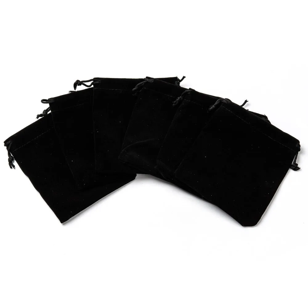 5 pc Rectangle Velvet Pouches, Candy Gift Bags Christmas Party Wedding Favors Bags, Black, 12x10cm