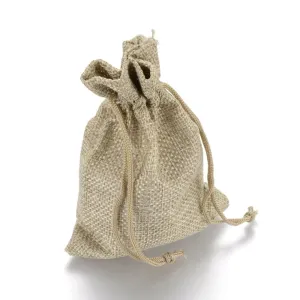 50 pc Burlap Packing Pouches Drawstring Bags, Dark Khaki, 23x17cm