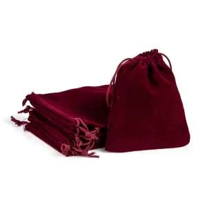 50 pc Rectangle Velvet Pouches, Gift Bags, Dark Red, 12x10cm