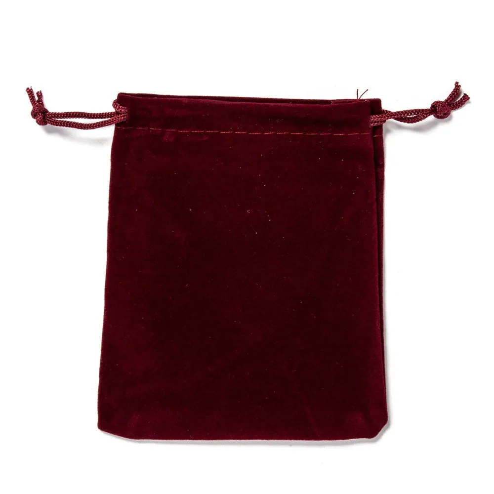 50 pc Rectangle Velvet Pouches, Gift Bags, Dark Red, 12x10cm