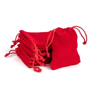 50 pc Rectangle Velvet Pouches, Gift Bags, Red, 9x7cm