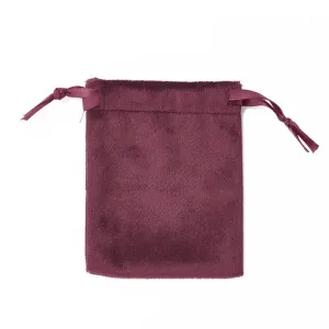 50 pc Velvet Jewelry Drawstring Bags, with Satin Ribbon, Rectangle, FireBrick, 10x8x0.3cm