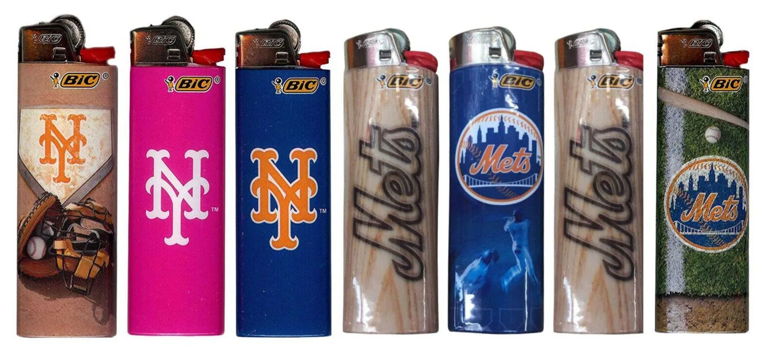 (7 Lighters) BIC New York Mets Cigarette Lighters MLB Officially Licensed
