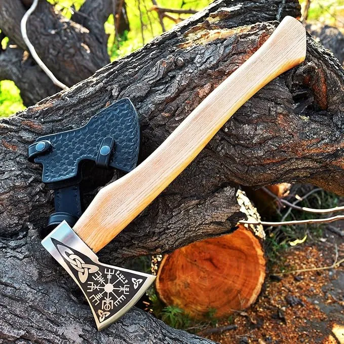 Ad&sons Axe, Custom Handmade Carbon Steel Viking Axe, Camping Axe, Camping Hatchet with Sheath 18 Inches Ax