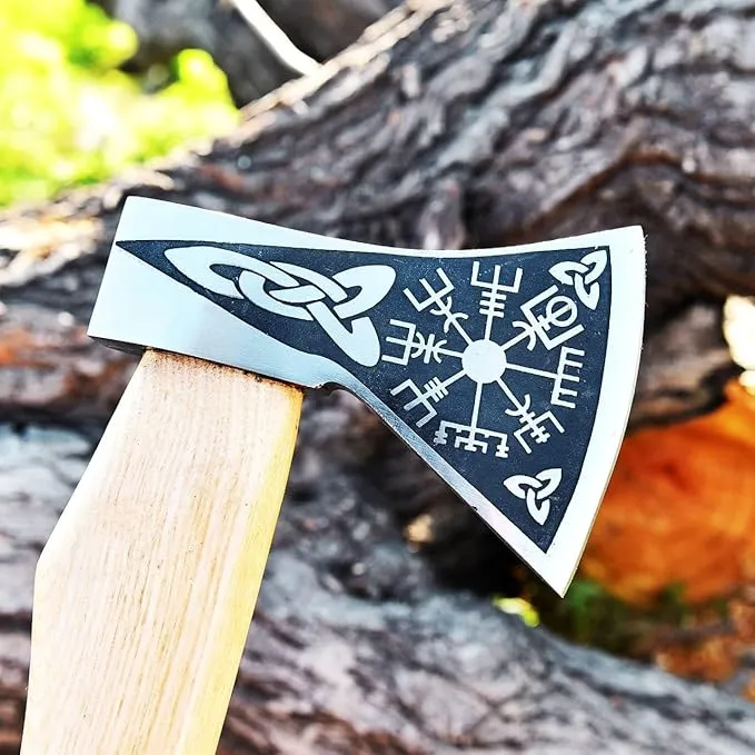 Ad&sons Axe, Custom Handmade Carbon Steel Viking Axe, Camping Axe, Camping Hatchet with Sheath 18 Inches Ax