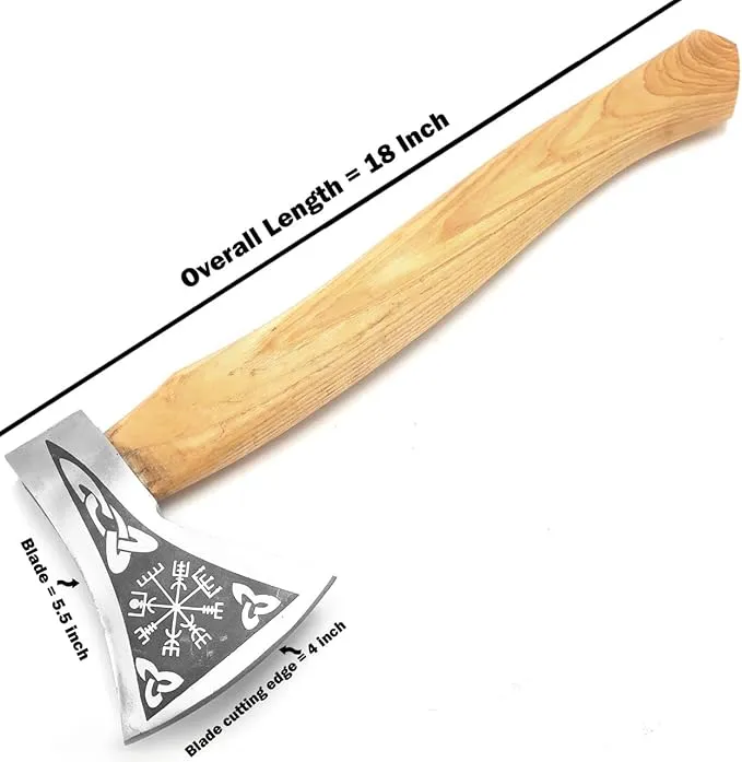Ad&sons Axe, Custom Handmade Carbon Steel Viking Axe, Camping Axe, Camping Hatchet with Sheath 18 Inches Ax