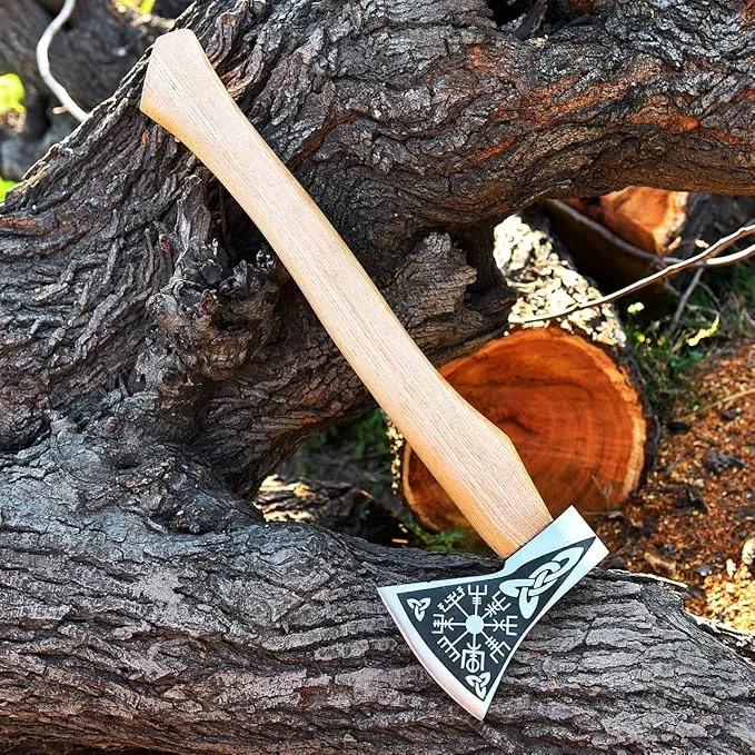 Ad&sons Axe, Custom Handmade Carbon Steel Viking Axe, Camping Axe, Camping Hatchet with Sheath 18 Inches Ax