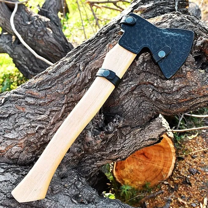 Ad&sons Axe, Custom Handmade Carbon Steel Viking Axe, Camping Axe, Camping Hatchet with Sheath 18 Inches Ax
