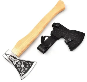 Ad&sons Axe, Custom Handmade Carbon Steel Viking Axe, Camping Axe, Camping Hatchet with Sheath 18 Inches Ax