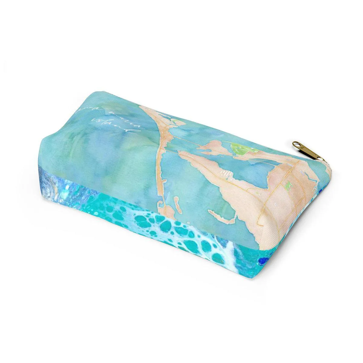 Anna Maria Island Watercolor Map Accessory Pouch w T-bottom with Tranquil Waters Back