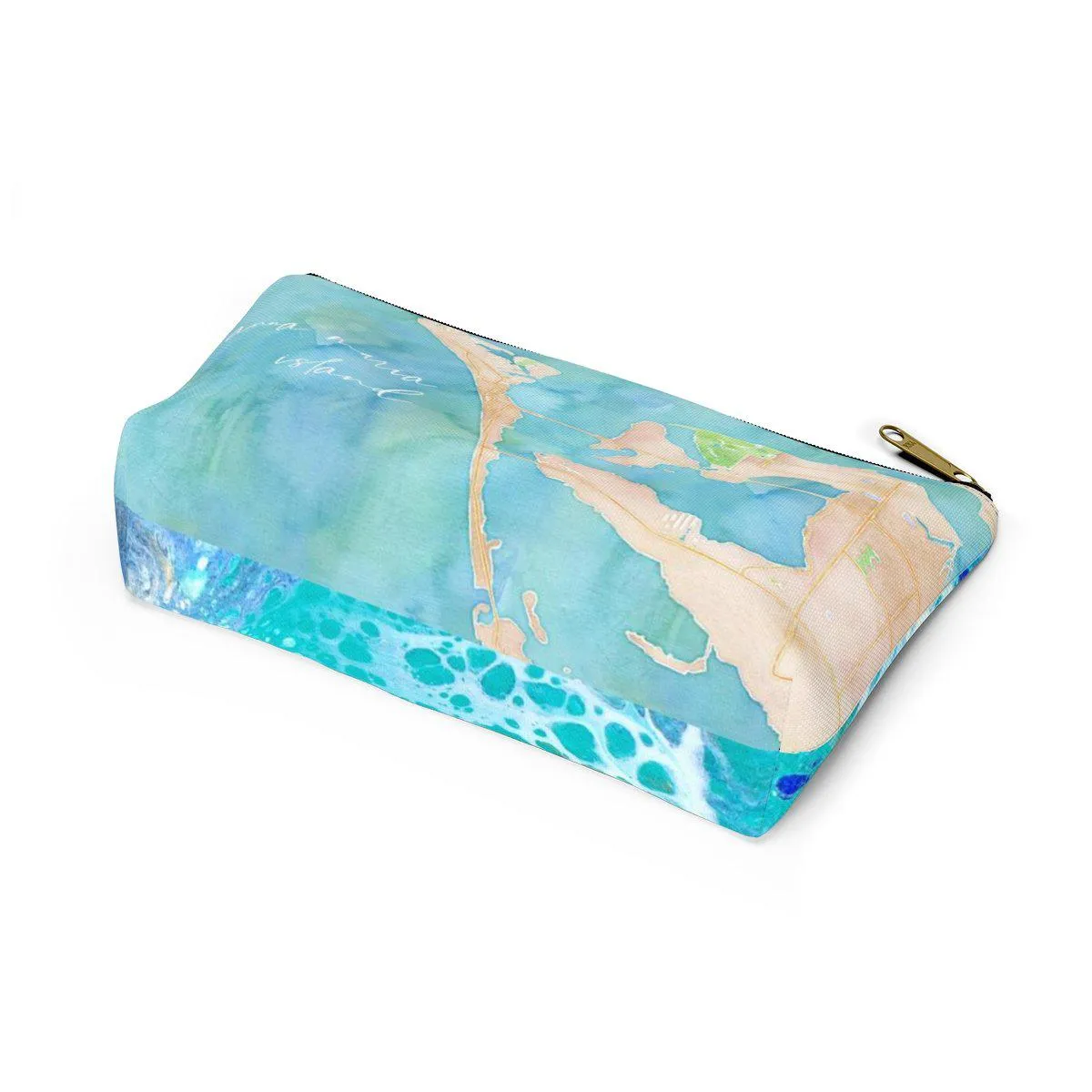 Anna Maria Island Watercolor Map Accessory Pouch w T-bottom with Tranquil Waters Back