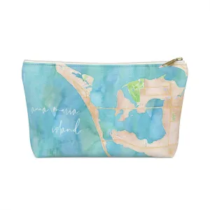 Anna Maria Island Watercolor Map Accessory Pouch w T-bottom with Tranquil Waters Back