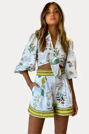 Belly-Revealing Short Top High Waist Shorts Suit