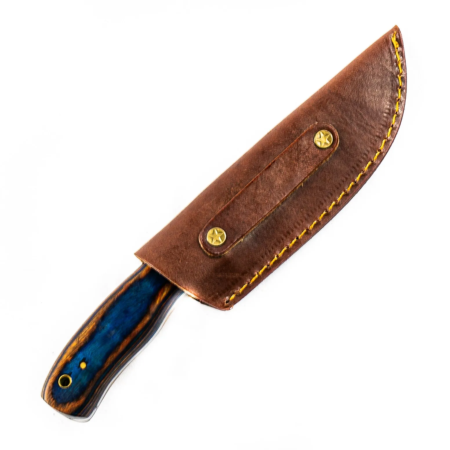 Blue and Red Skinner Knife- High Carbon Damascus Steel- 9"