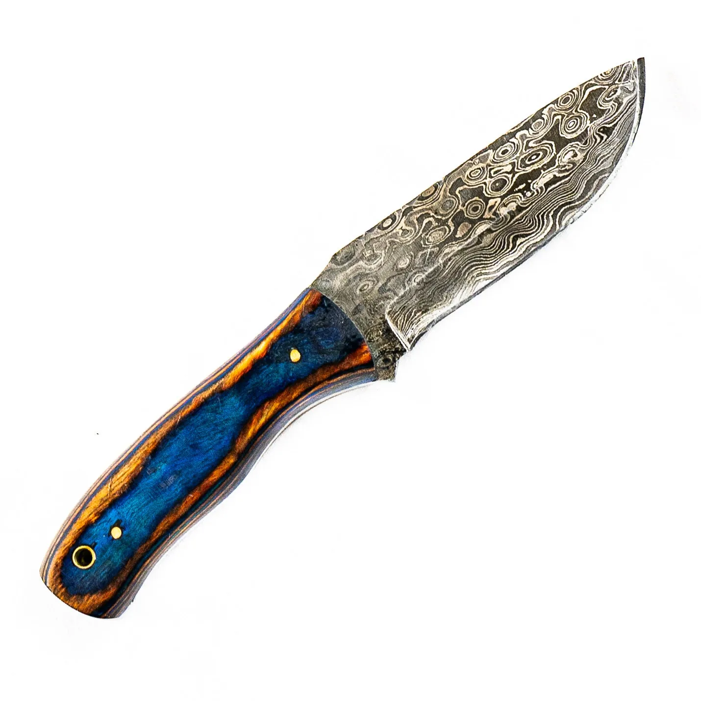 Blue and Red Skinner Knife- High Carbon Damascus Steel- 9"