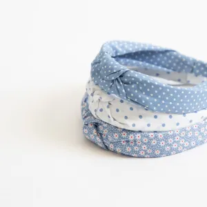 Claire Soft Blues Headbands - 3 Pack set