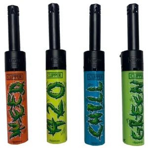 Clipper - Mini Tube Pipe & Bong Lighter - 420 Leaf Statements