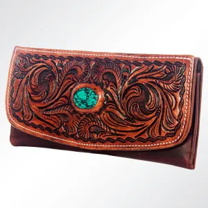 Clutch Hand Tooled Genuine Leather women bag western handbag purse