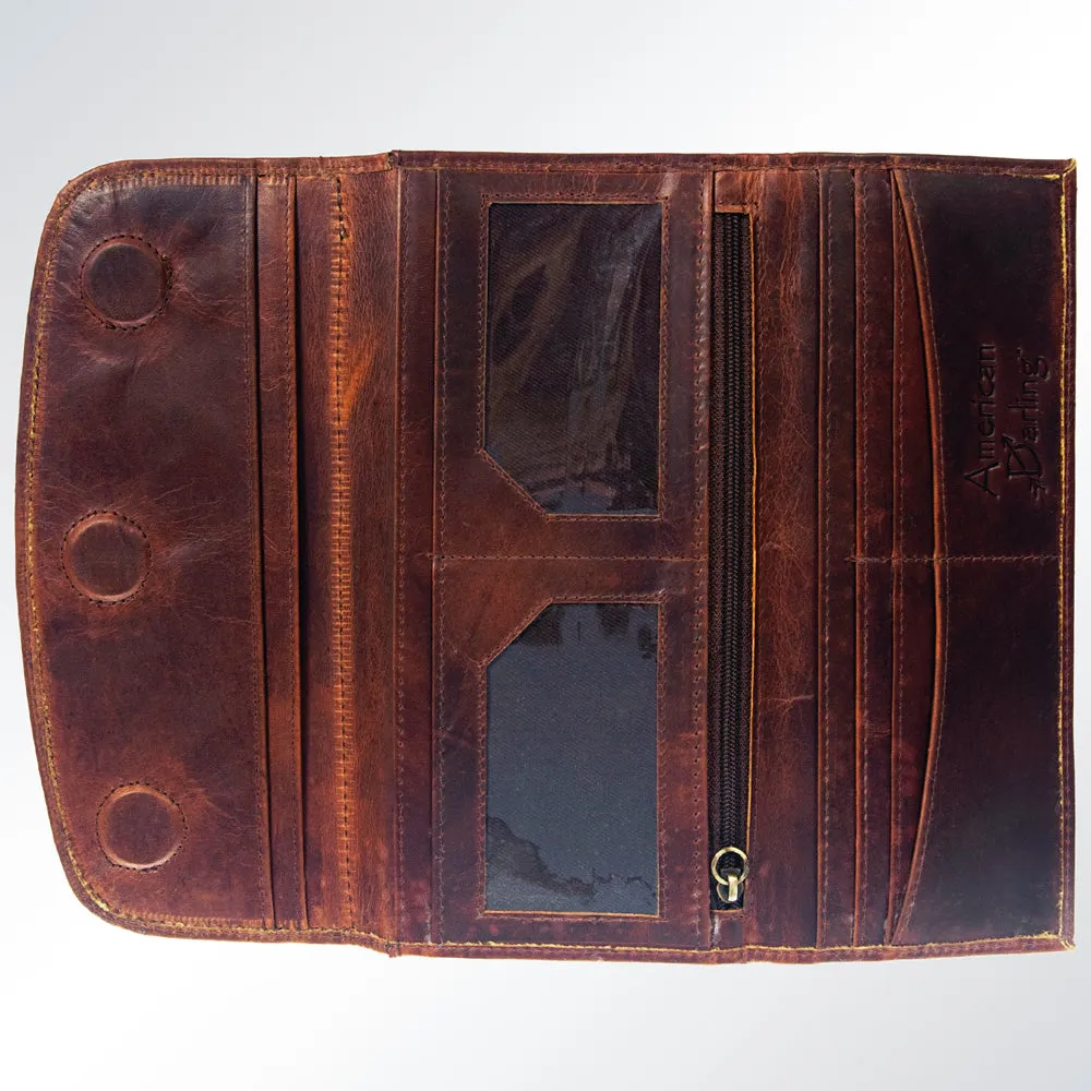 Clutch Hand Tooled Genuine Leather women bag western handbag purse