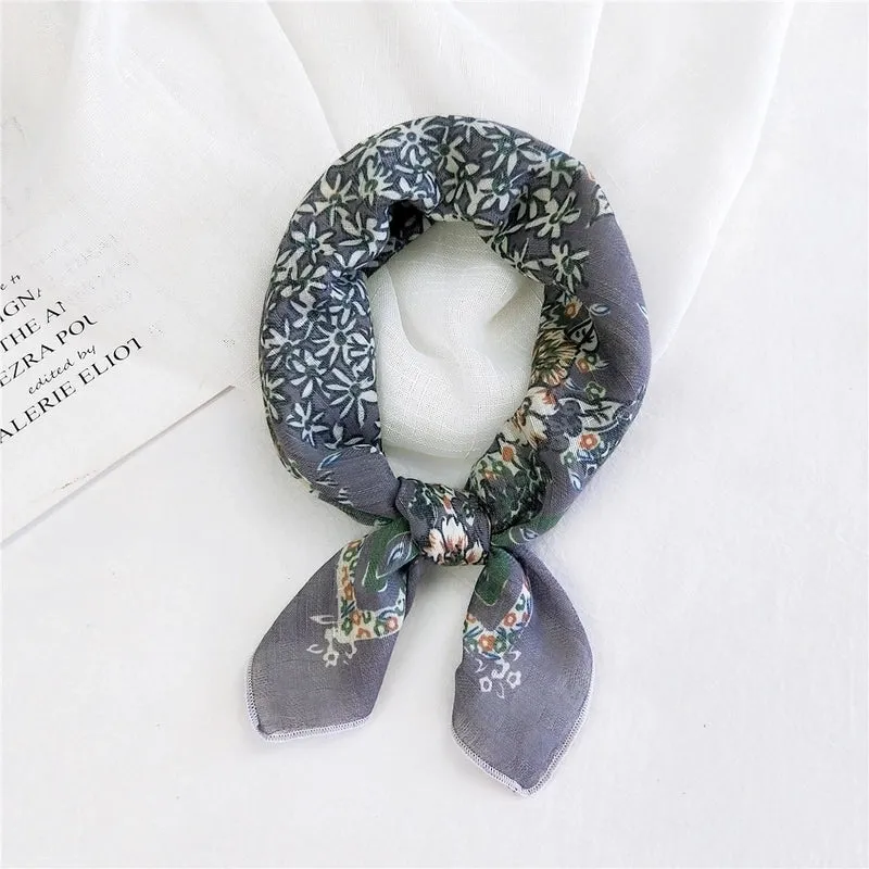 Cotton Linen Small Square Scarf