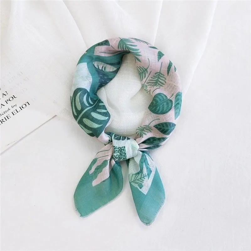 Cotton Linen Small Square Scarf