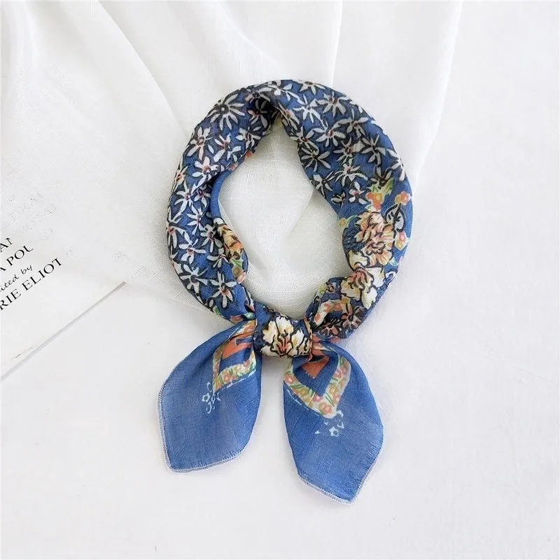 Cotton Linen Small Square Scarf