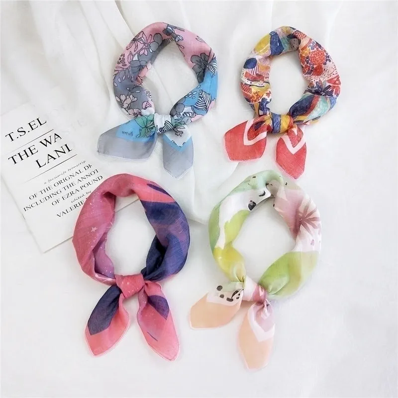 Cotton Linen Small Square Scarf