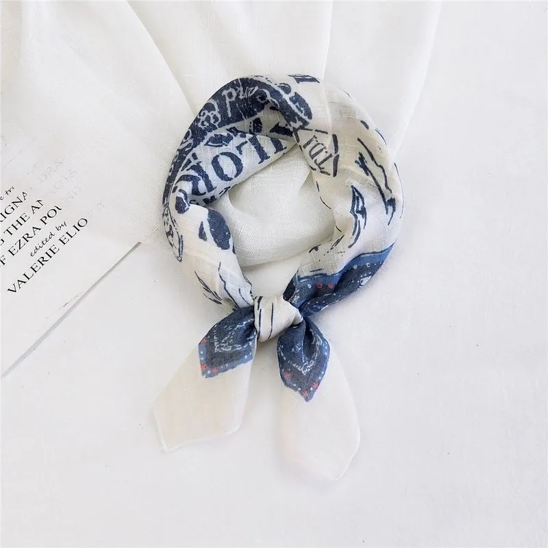 Cotton Linen Small Square Scarf