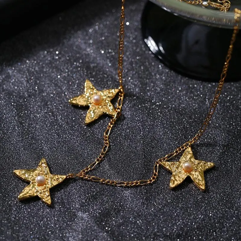Dazzling Stars Pentagram Planet Element Necklace Gold