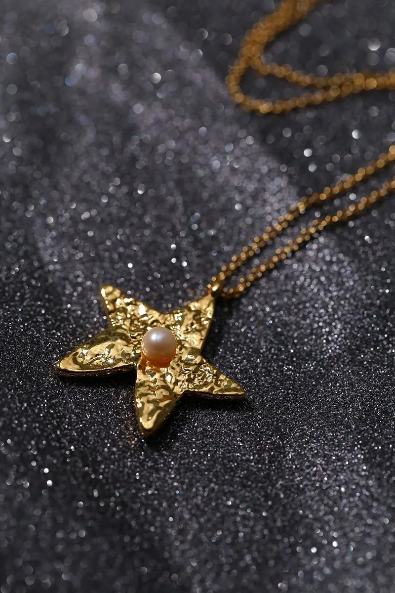 Dazzling Stars Pentagram Planet Element Necklace Gold