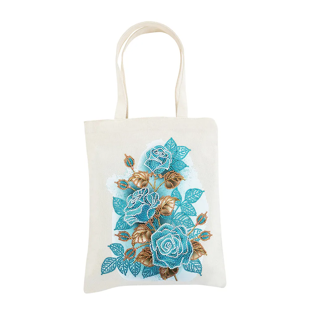 DIY Diamond Painting Handbag Reusable Shoulder Shopping Tote (BB008 Flower)