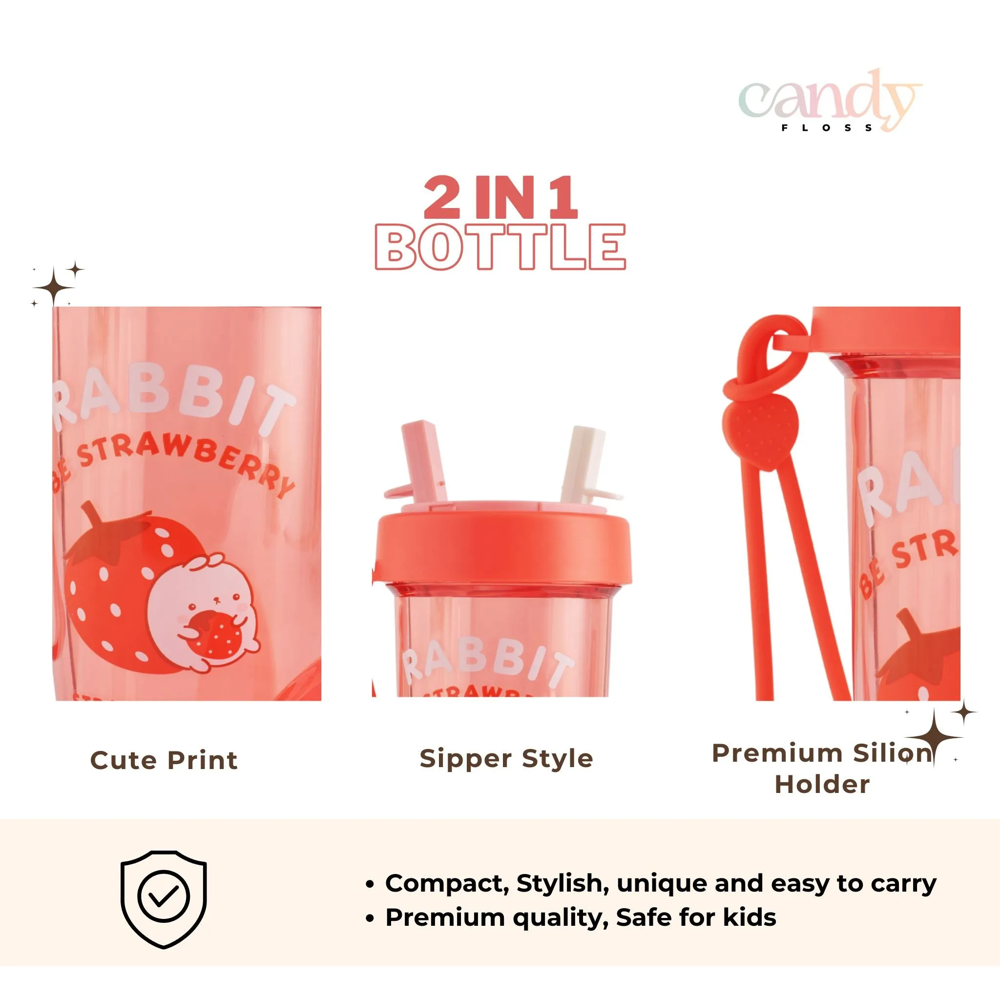 Dual Delight: 2-in-1 Sipper Bottle with Cute Prints