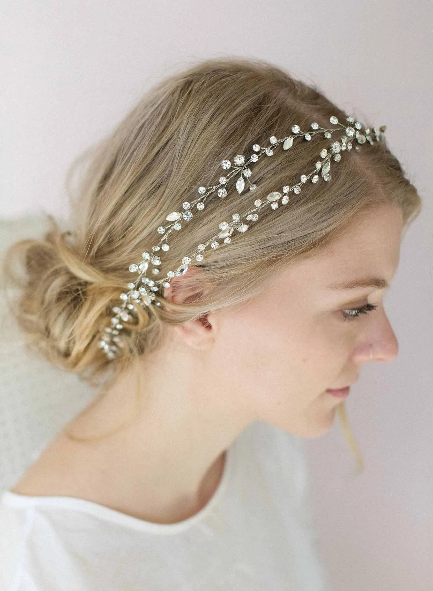 Extra long simple crystal hair vine - Style #735