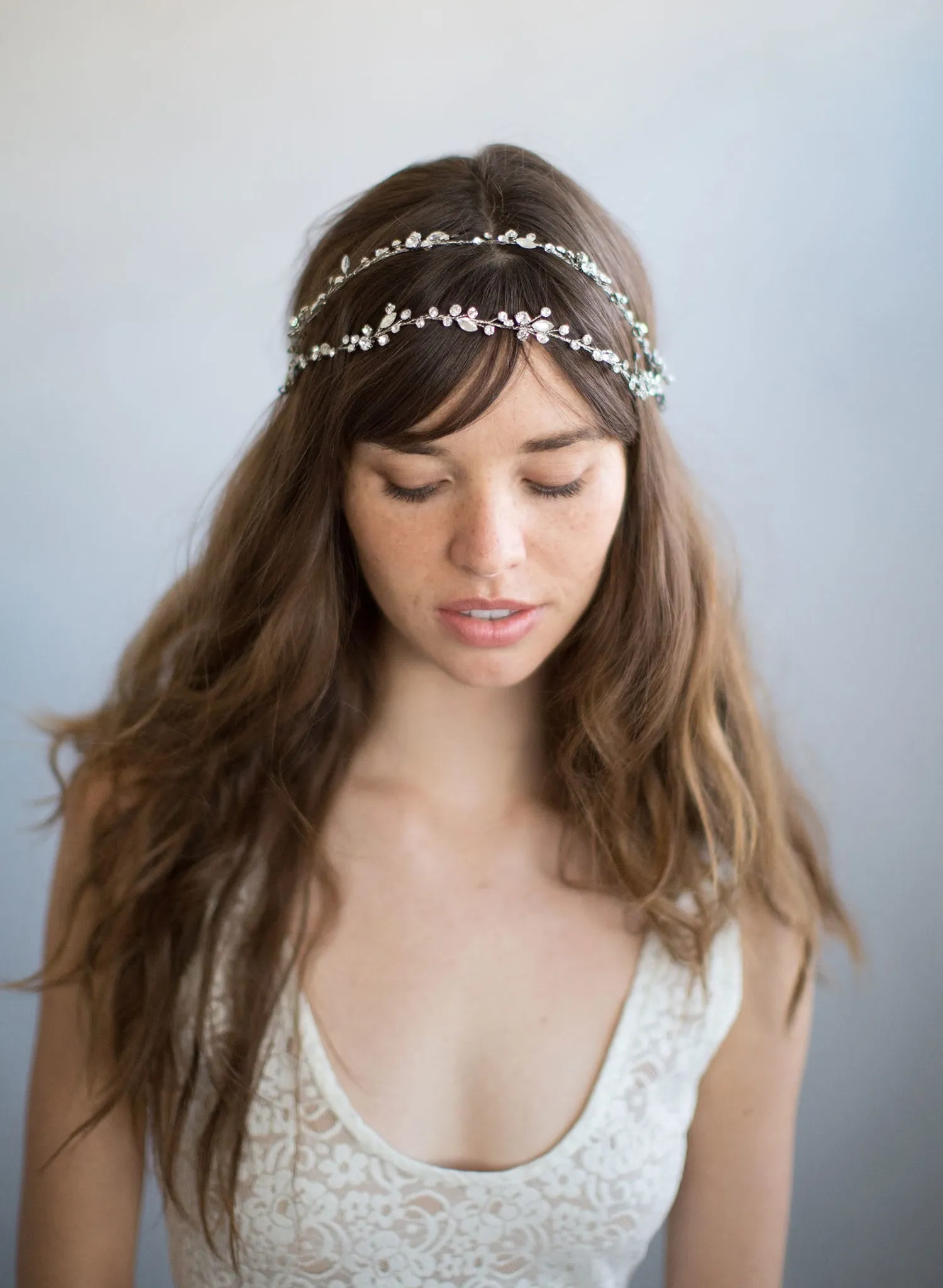 Extra long simple crystal hair vine - Style #735