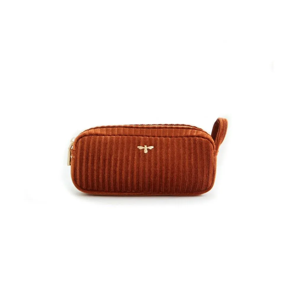 Fable England 18cm Tan Velvet Make Up Pouch