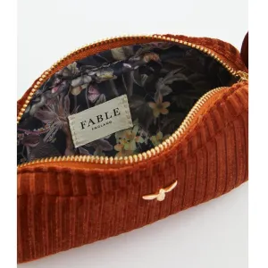 Fable England 18cm Tan Velvet Make Up Pouch