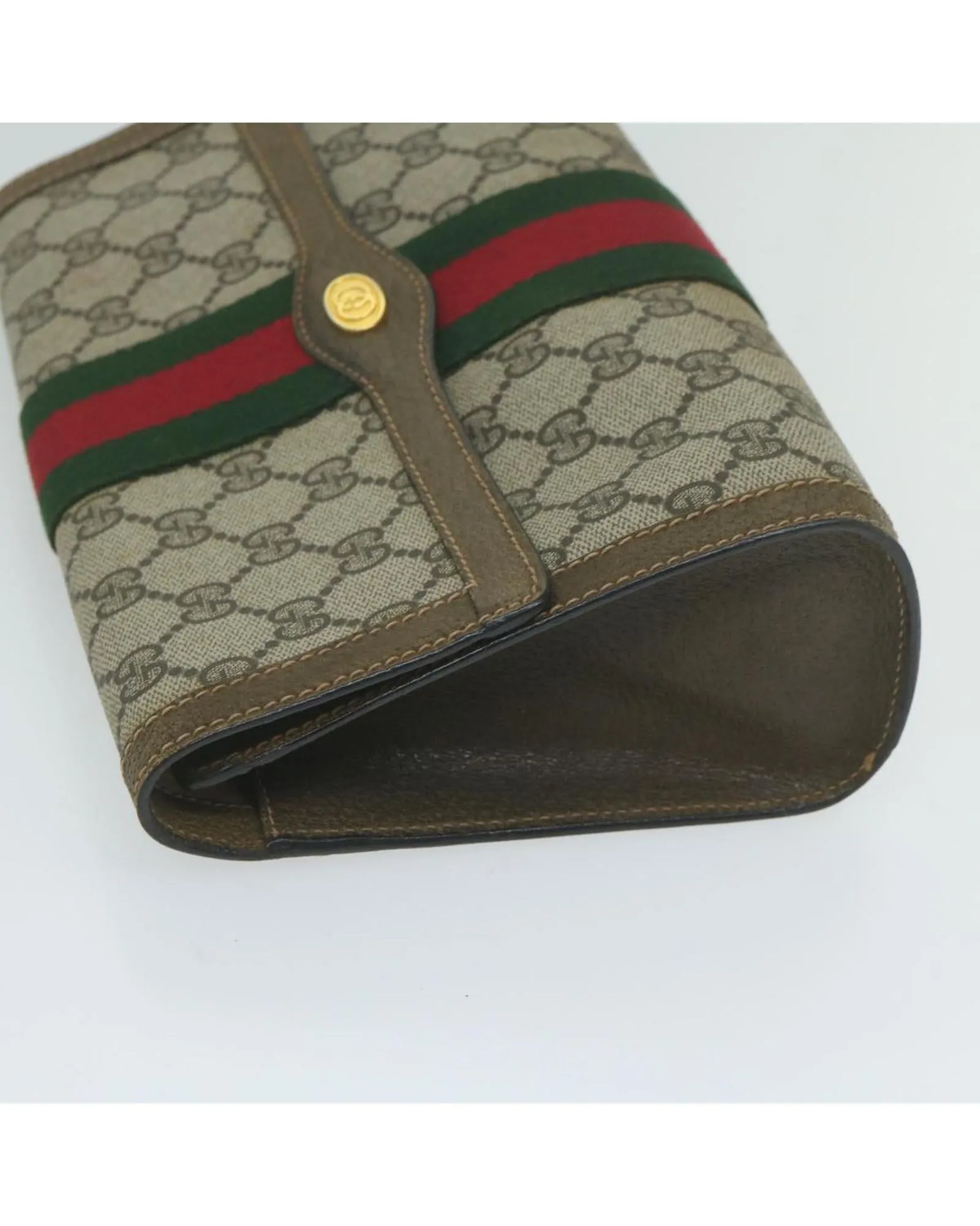 GG Supreme Web Sherry Line Clutch Bag with Red Accents